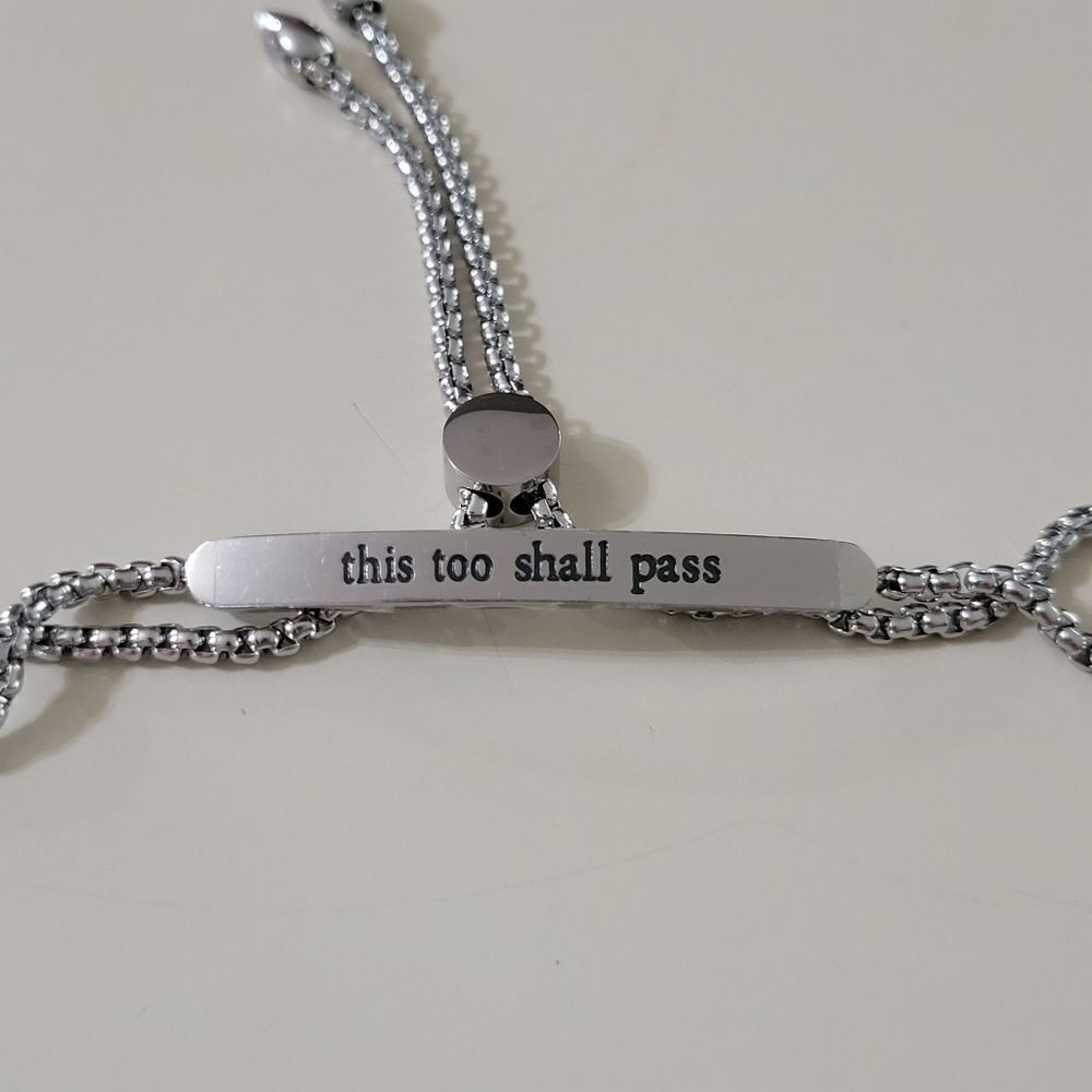 This Too Shall Pass Adjustable Stainless Steel Silver Bracelet